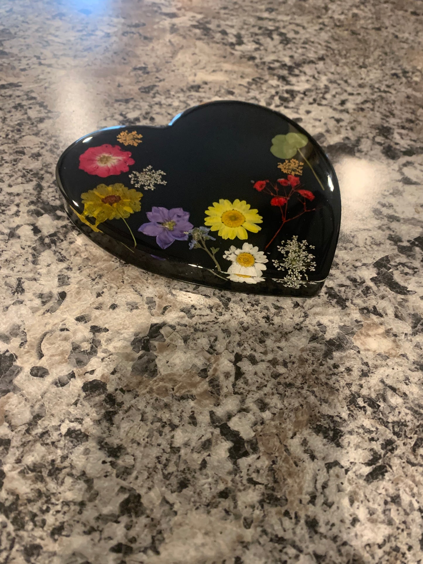Epoxy Heart with Flowers