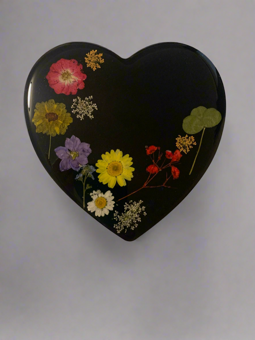 Epoxy Heart with Flowers