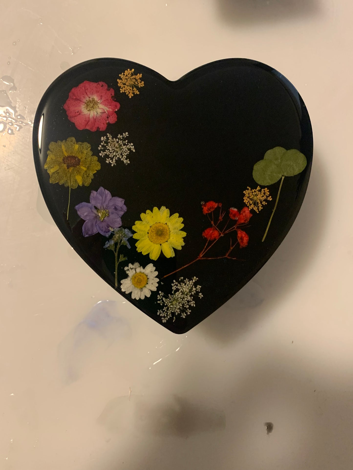 Epoxy Heart with Flowers