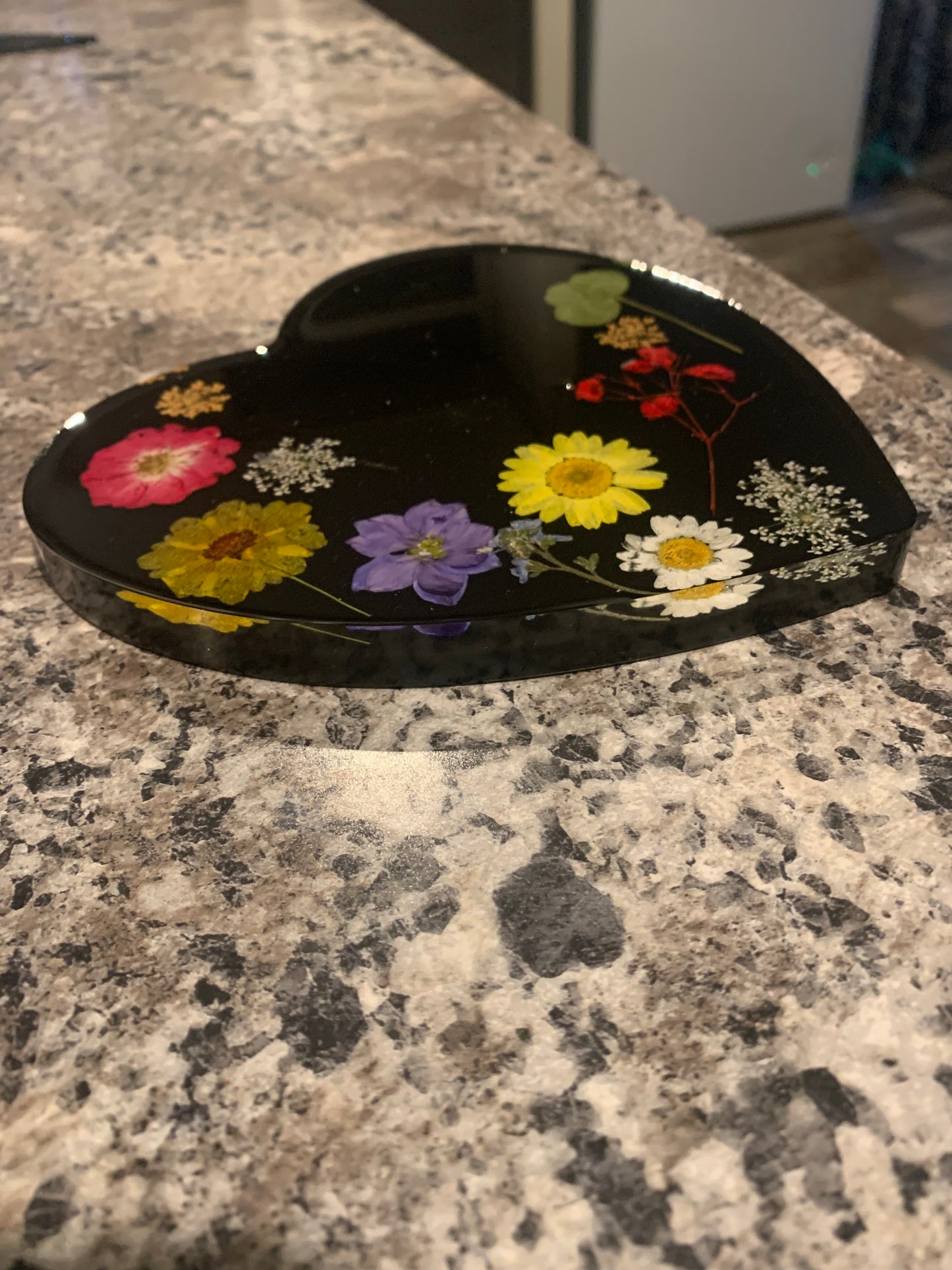 Epoxy Heart with Flowers