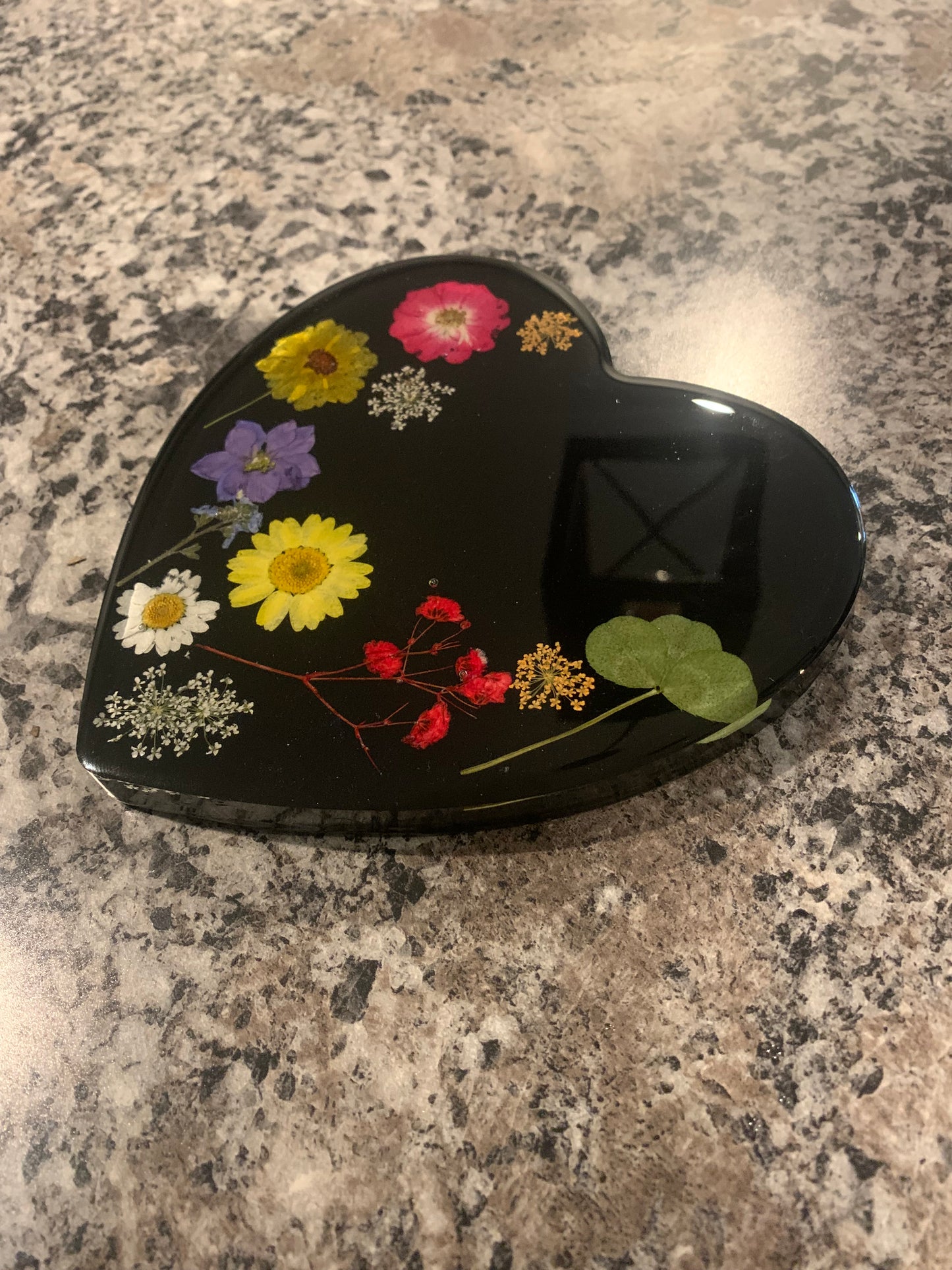 Epoxy Heart with Flowers