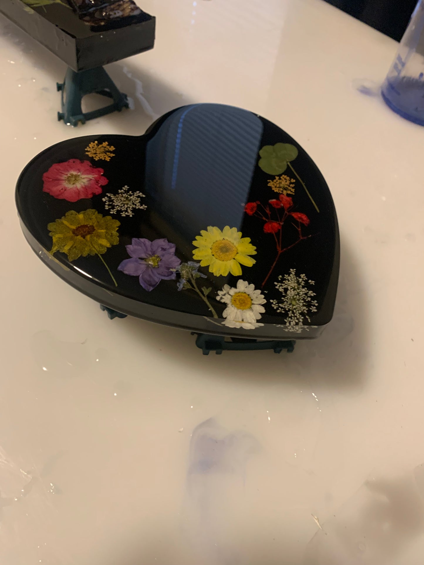 Epoxy Heart with Flowers