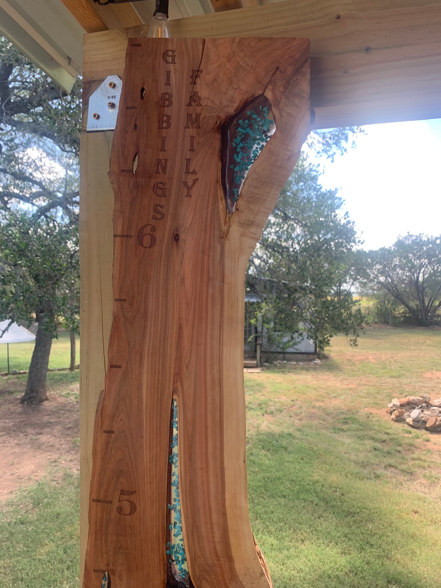 Live Edge Turquoise Inlayed Growth Chart