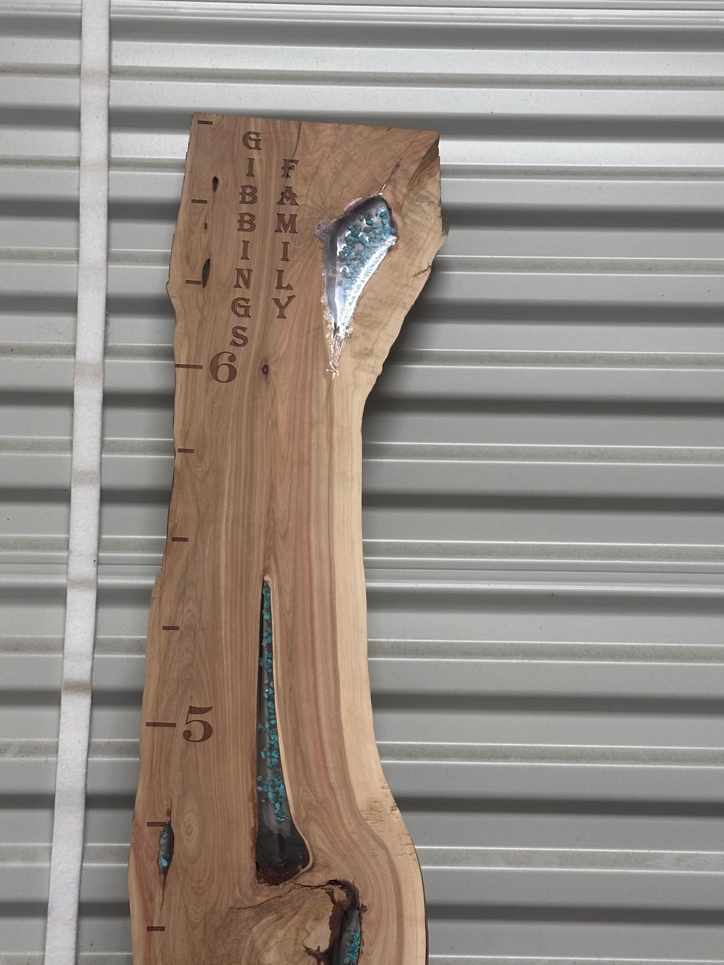 Live Edge Turquoise Inlayed Growth Chart