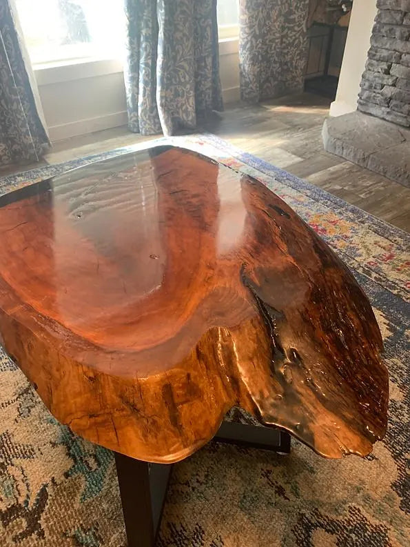 Cherry Wood and Black Epoxy Bedside/End Tabletop