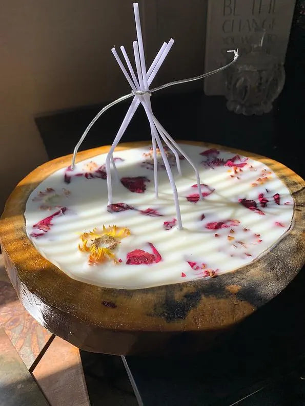 Custom Candle In Custom Wood Medallion Holder
