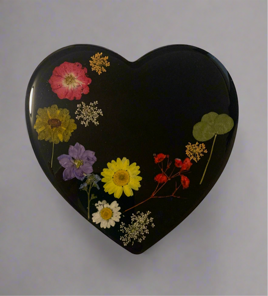 Epoxy Heart with Flowers