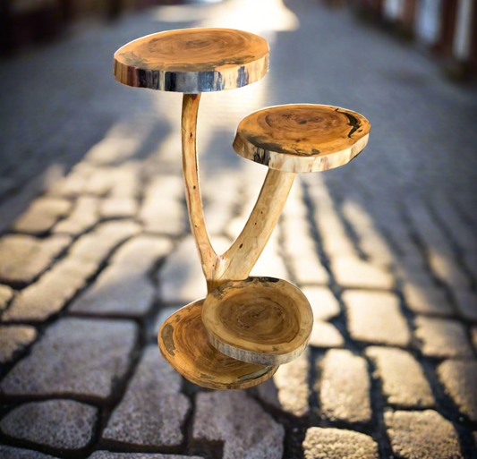 Wood medallion 3 tiered Plant Stand