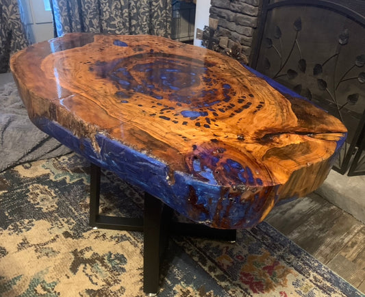 Texas River Cypress and Epoxy Coffee Tabletop